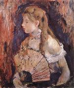 Berthe Morisot The girl holding the fan France oil painting artist